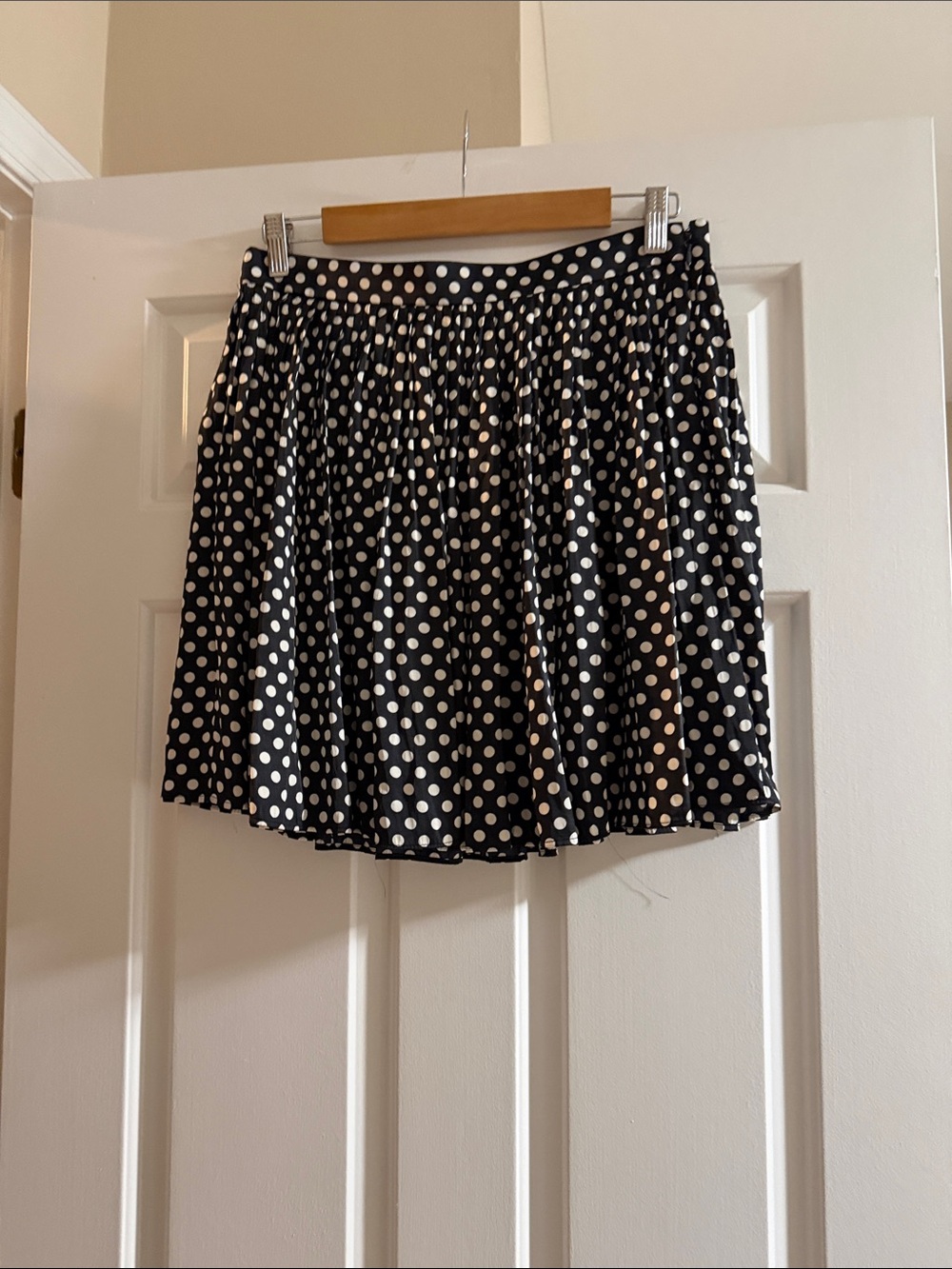 J. Crew Black Skirt with White Polka Dots